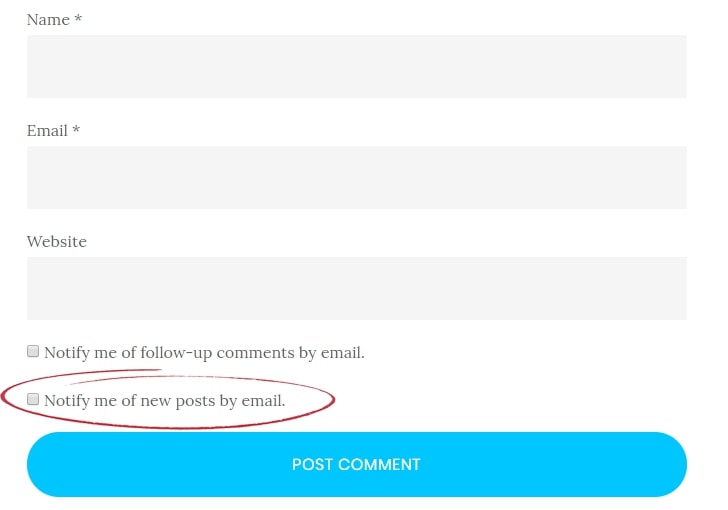 Notifications sur les commentaires de suivi (en utilisant la case à cocher du formulaire)