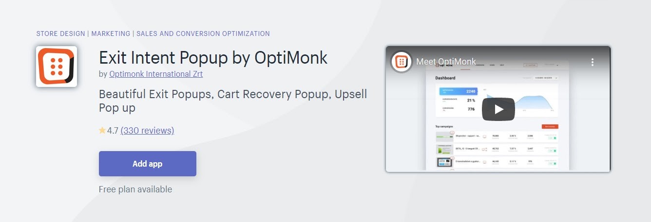 OptiMonk'u Shopify