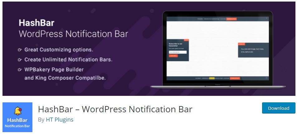 HashBar WordPress 通知栏