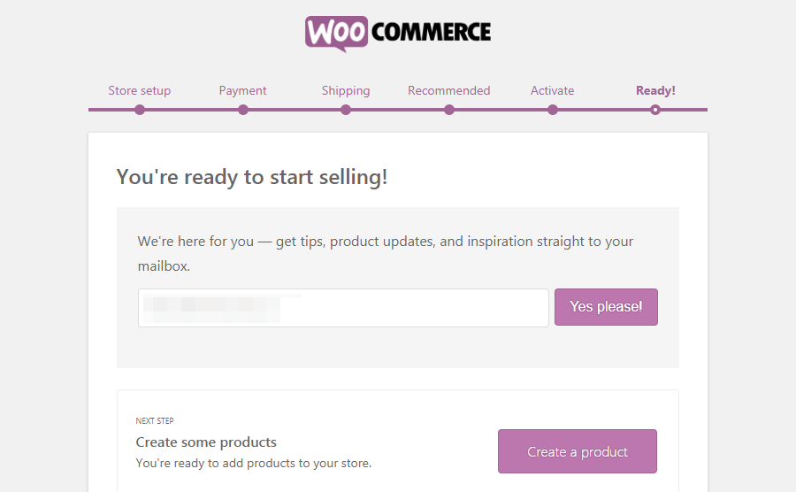 Completa la configurazione di Woocommerce