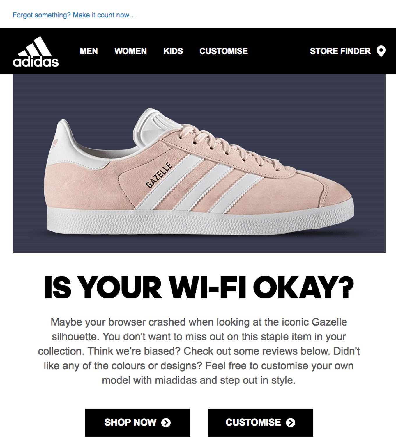 Email Penargetan Ulang oleh Adidas