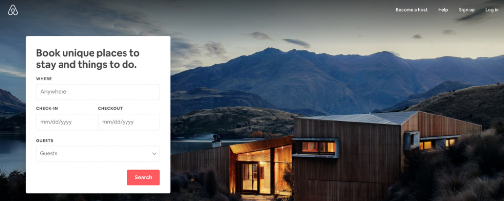 Sitio web de Airbnb