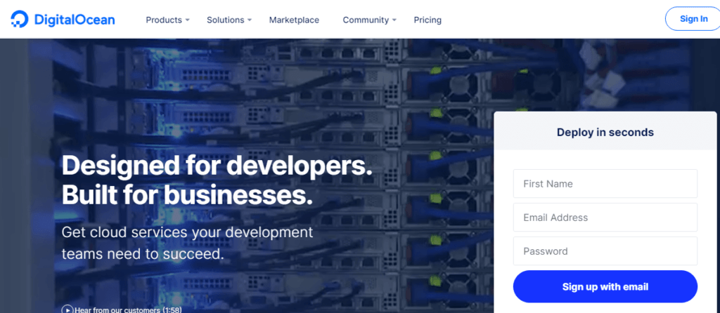 Digitalocean-Landingpage