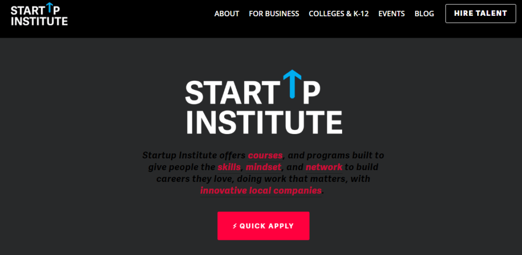 Zielseite des Startup-Instituts