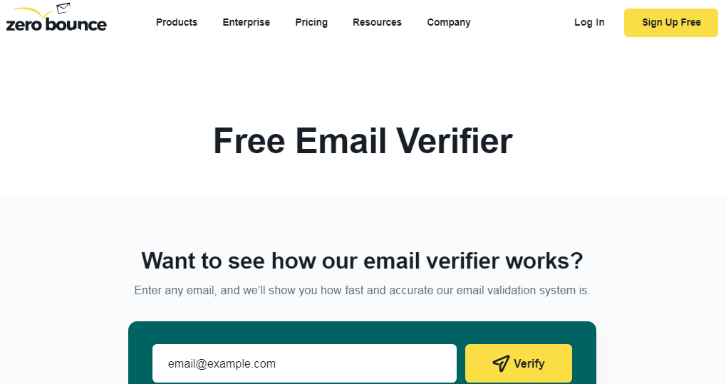 ZeroBounce Ücretsiz E-posta Doğrulama Aracı