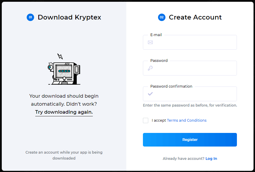 Masukkan info Anda di Kryptex