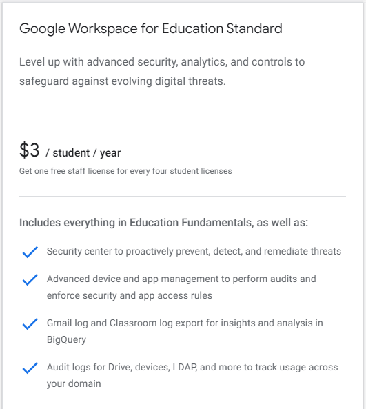 G Suite 教育定价