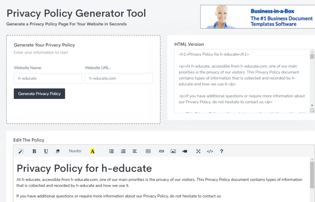 instrumente gratuite de marketing digital generator de politici și confidențialitate