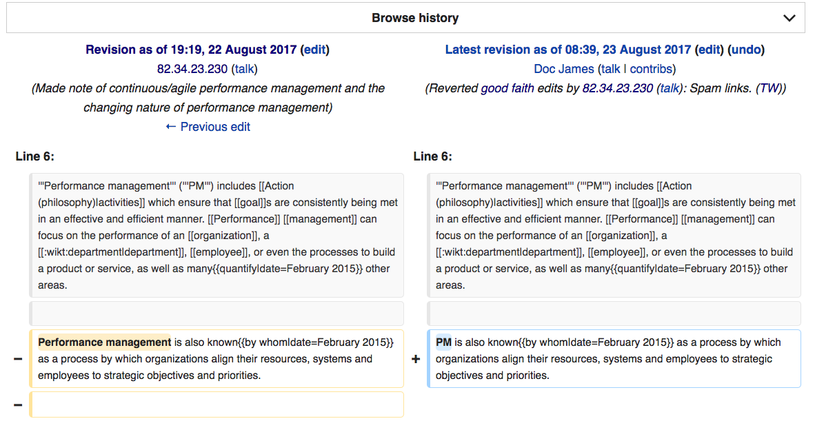 ตัวอย่างประวัติการเรียกดู Wikipedia