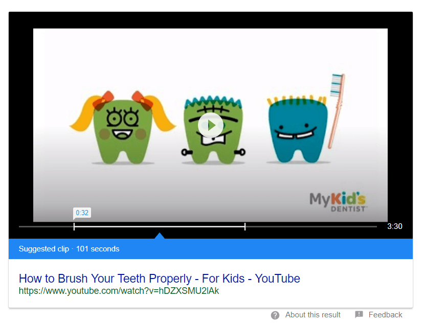 Exemple d'extrait vidéo en vedette pour 'Comment se brosser les dents'