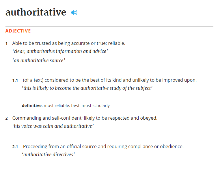 Oxford English Dictionary Definicja słowa autorytatywnego