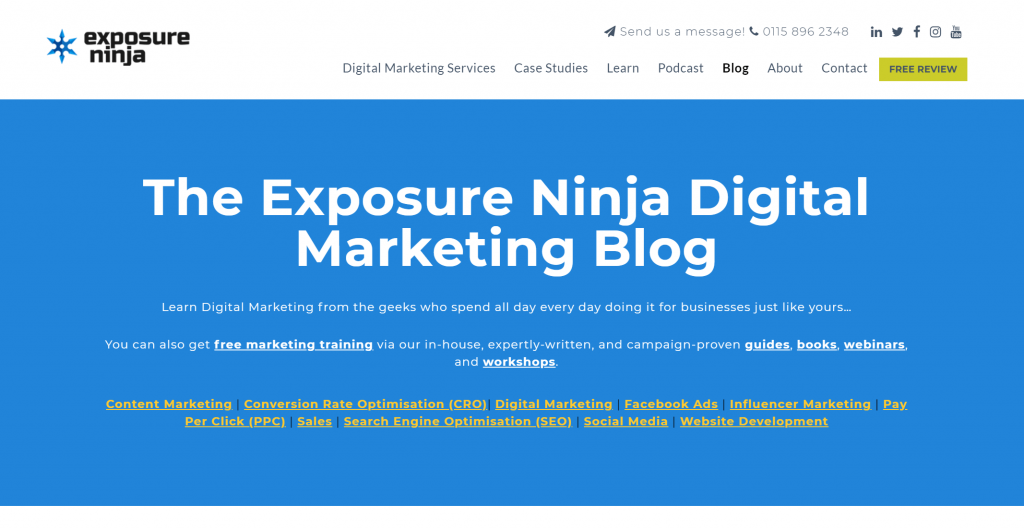 Screenshot of the Exposure Ninja Blog