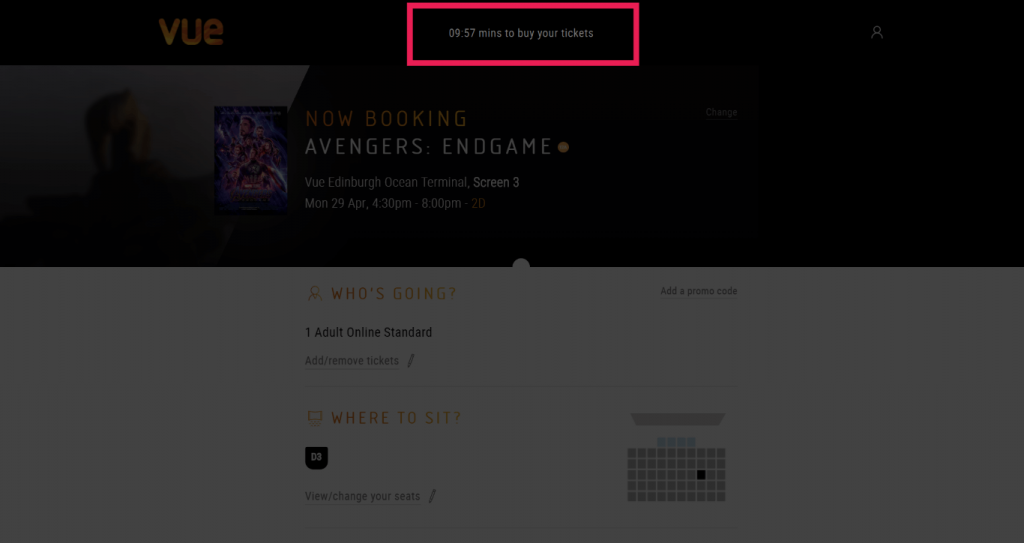 Vue Cinema Checkout Screenshot