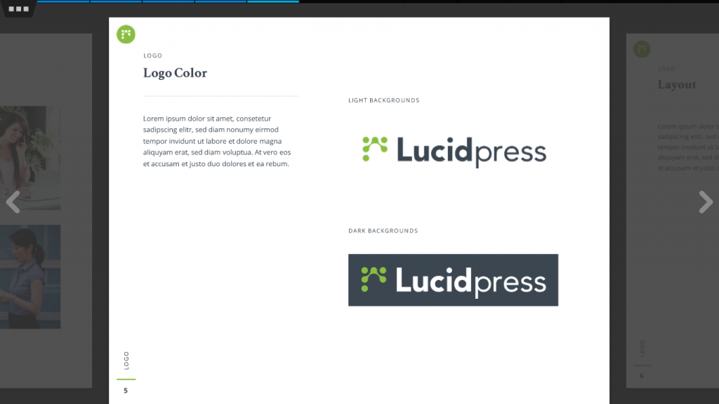 Lucidpress 的免费品牌模板的屏幕截图。