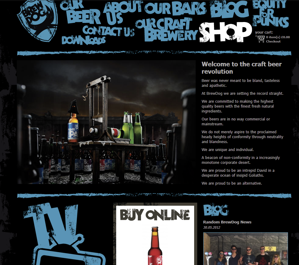 สกรีนช็อตของเว็บไซต์ของ BrewDog ในปี 2021