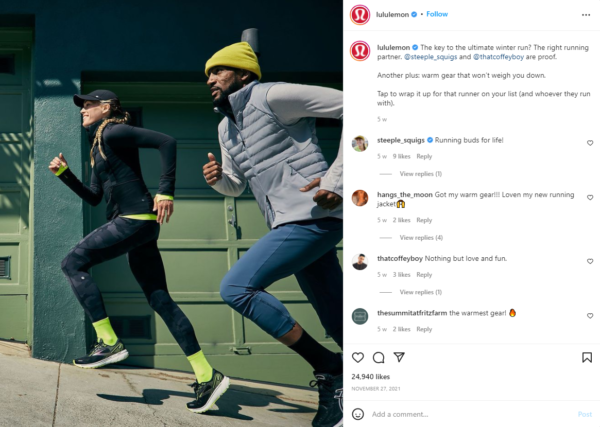 lululemon의 인스타그램 전문 이미지