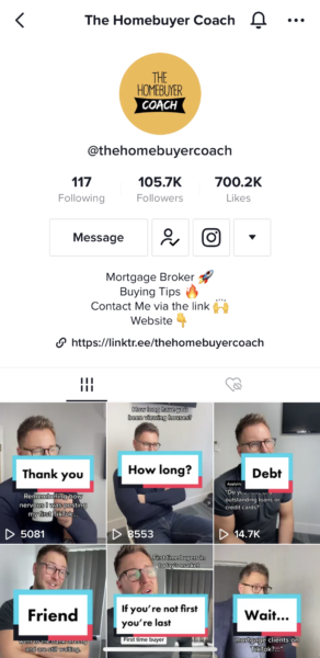 住宅購入者のコーチのtiktokのスクリーンショット