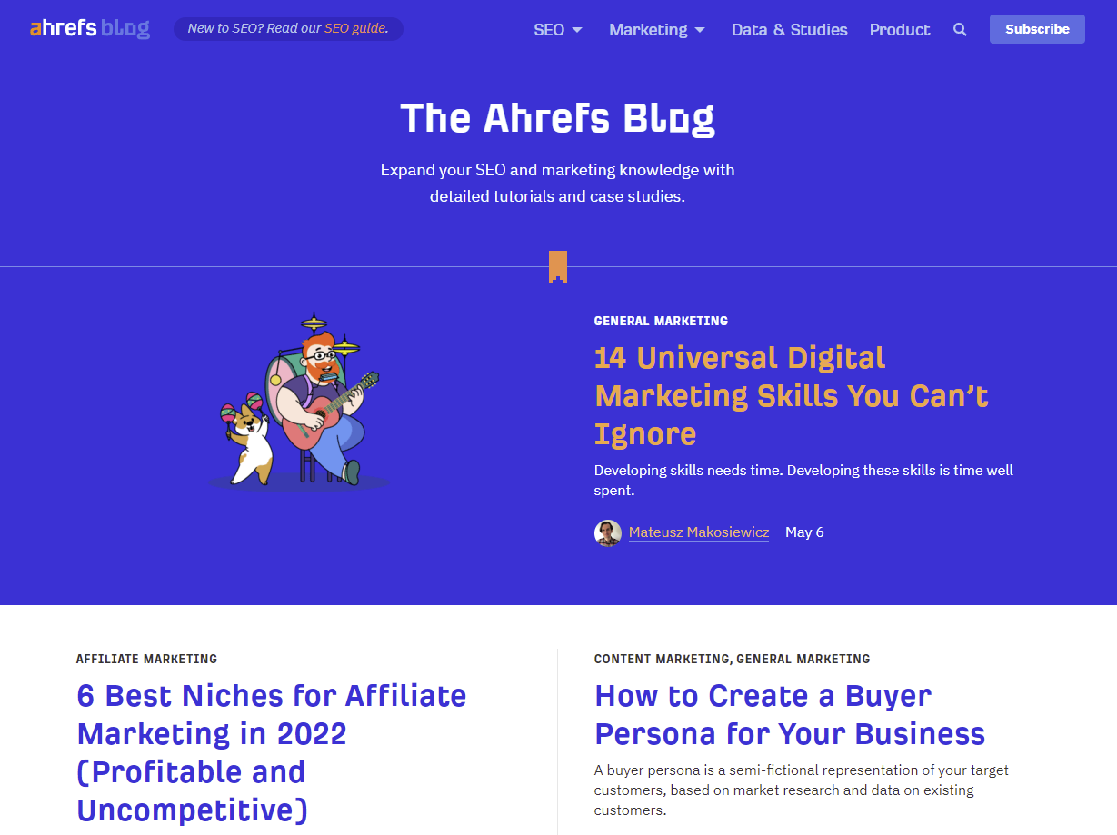 Ahrefs 블로그 스크린샷