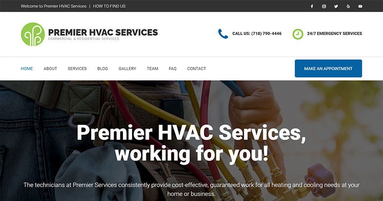 Premier HVAC Services: the website design of a NYC HVAC company