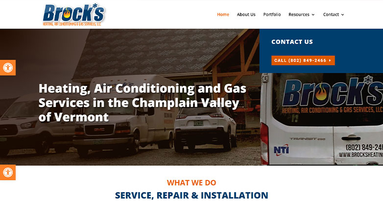 Brock’s Heating, Air Conditioning & Gas keeps its site design simple but effective.