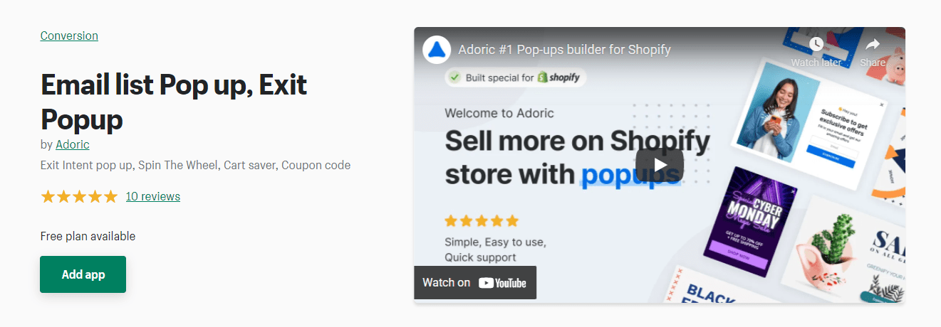 Adoric Shopify الصفحة المقصودة