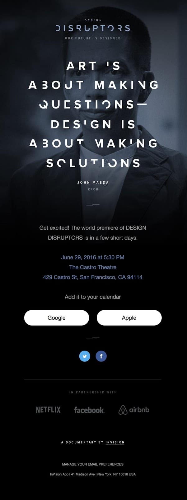 العرض الأول لفيلم وثائقي عالمي لـ InVision Design Disruptors