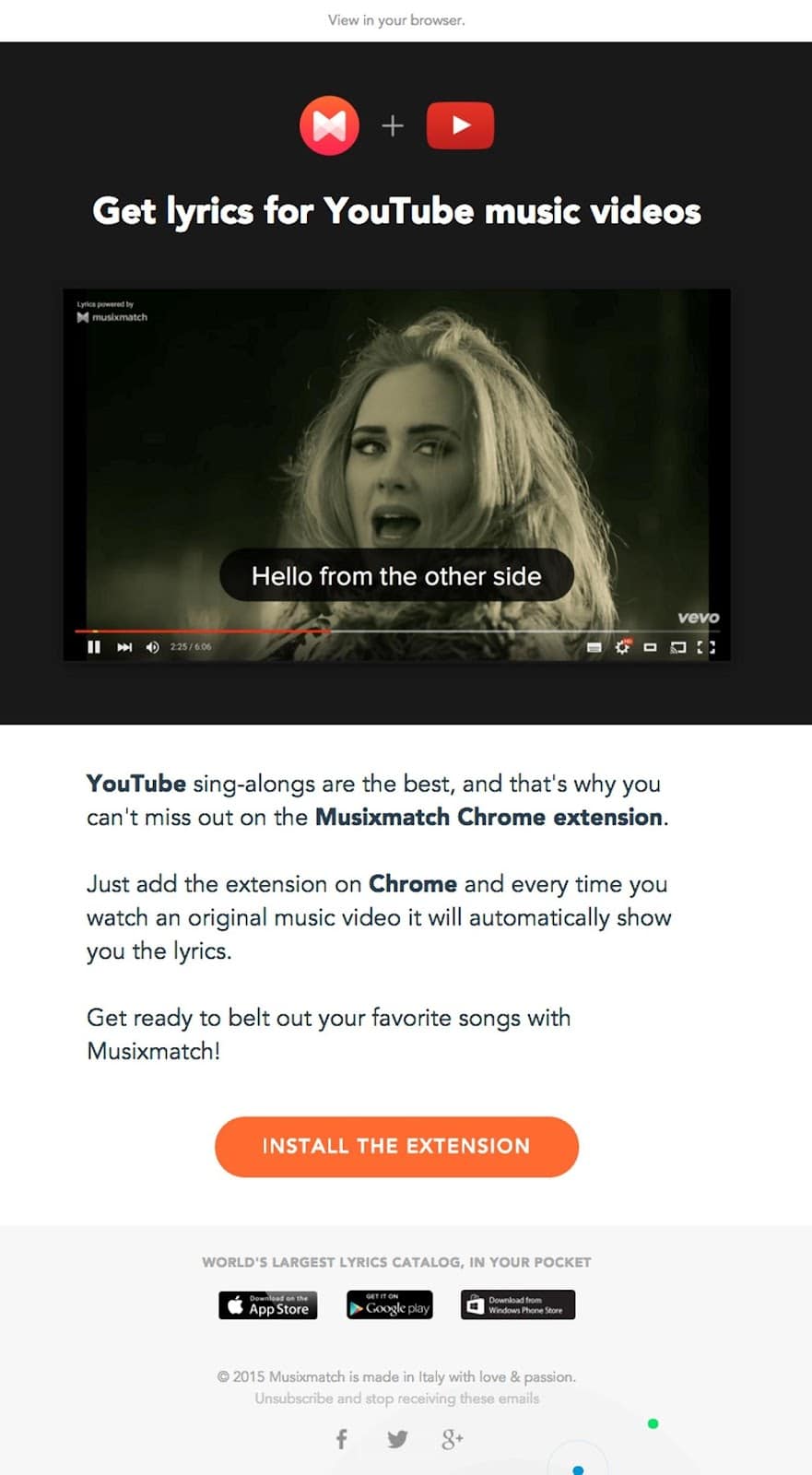 امتداد Chrome لـ Musixmatch