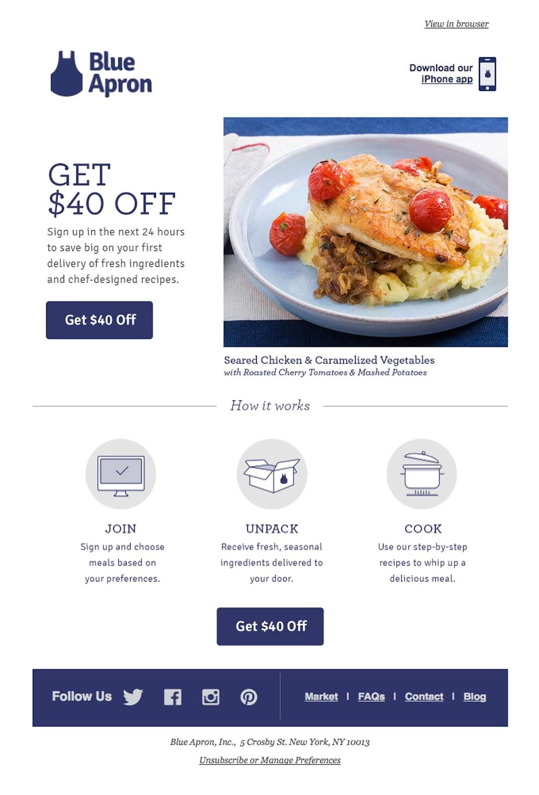 Exemple de désabonnement Blue Apron