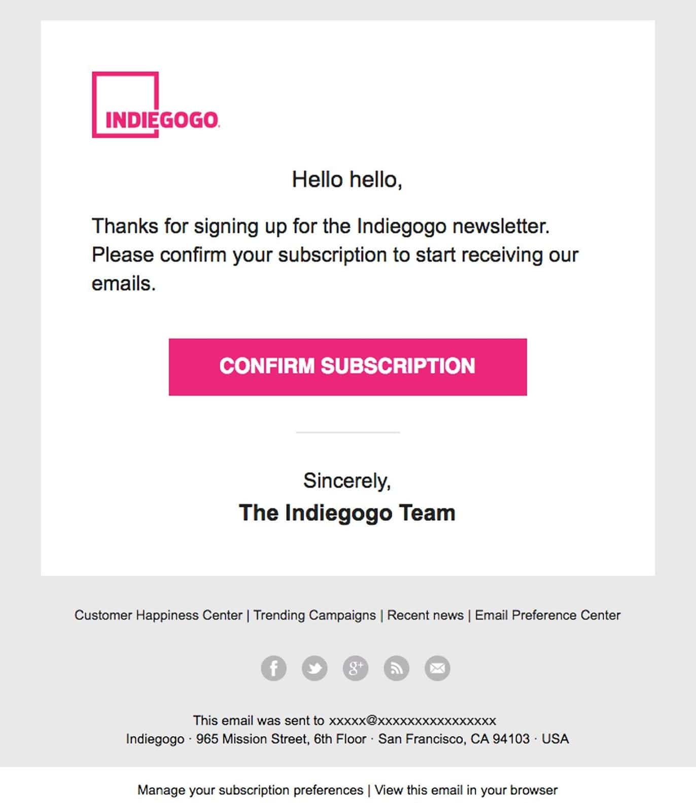 الاشتراك في النشرة الإخبارية لـ indiegogo