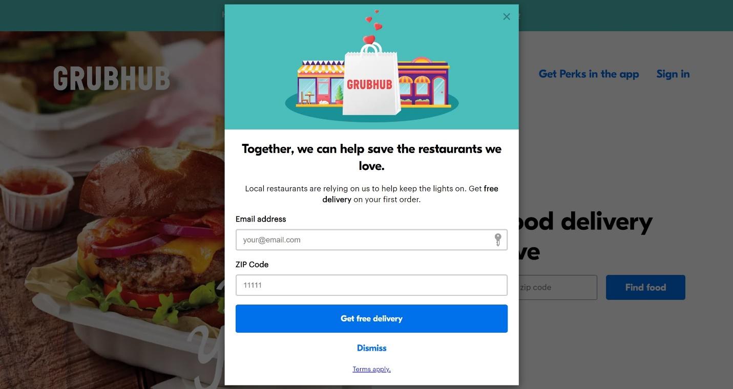 مثال Grubhub