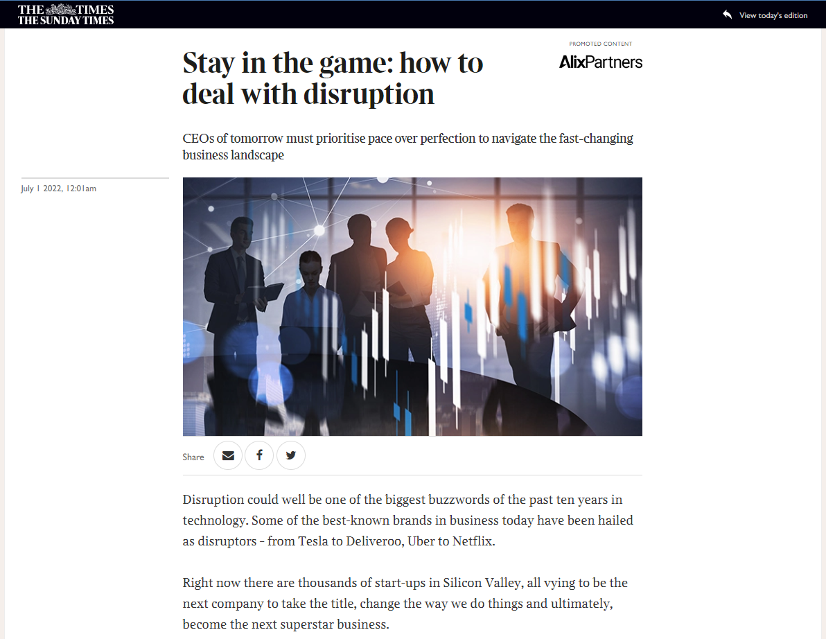 Contoh artikel bersponsor di The Times, berjudul Stay in the game: how to deal with disorder