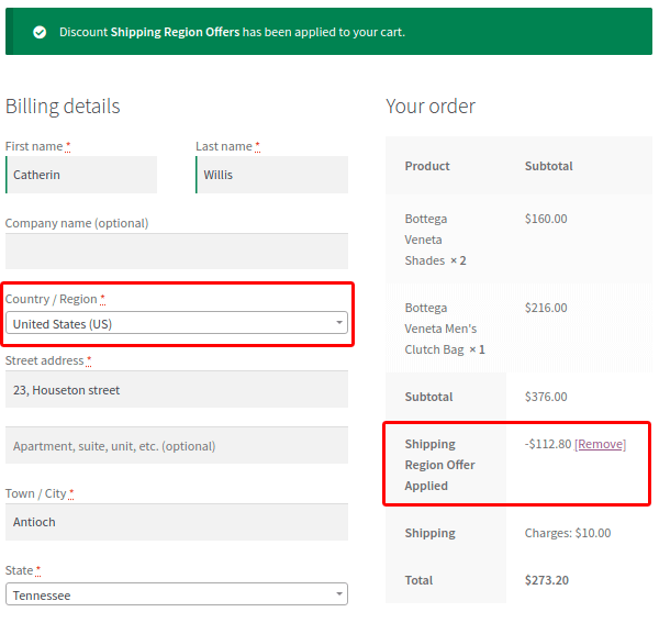 27 applied shipping region offers