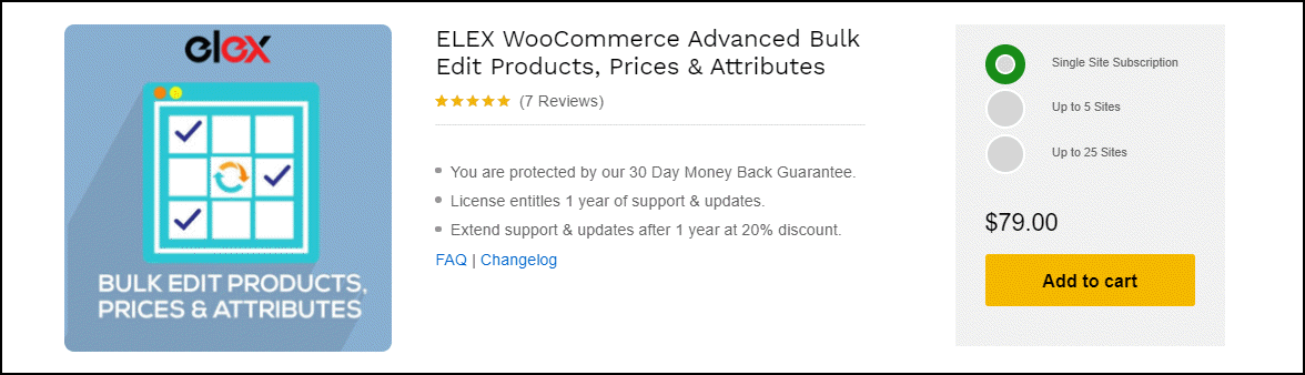 3. ELEX WooCommerce Gelişmiş Toplu Ürün Düzenleme Fiyatları Özellikleri