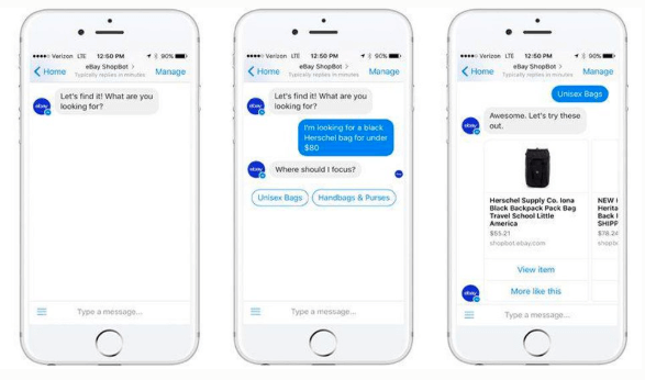 อีเบย์ Shopbot บน facebook messenger