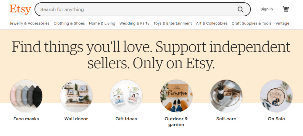 Etsyのウェブサイト