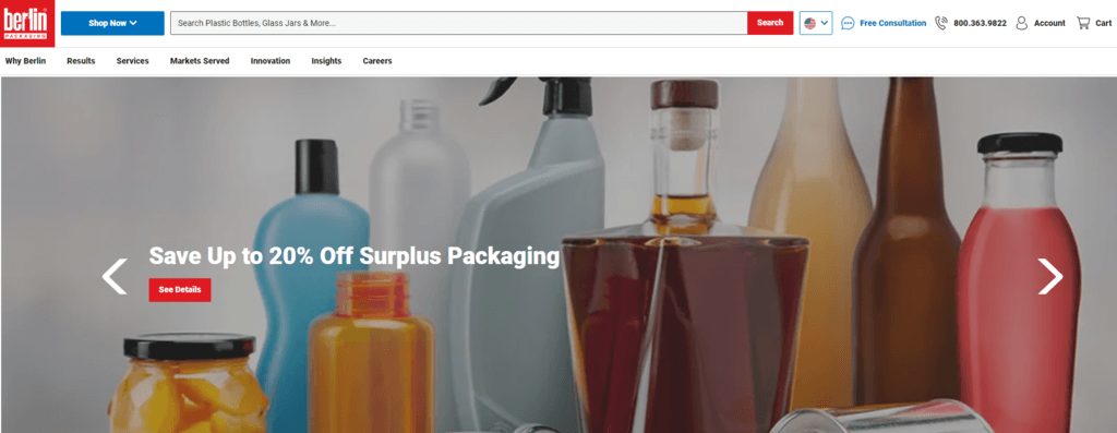 Website von Berliner Verpackungen