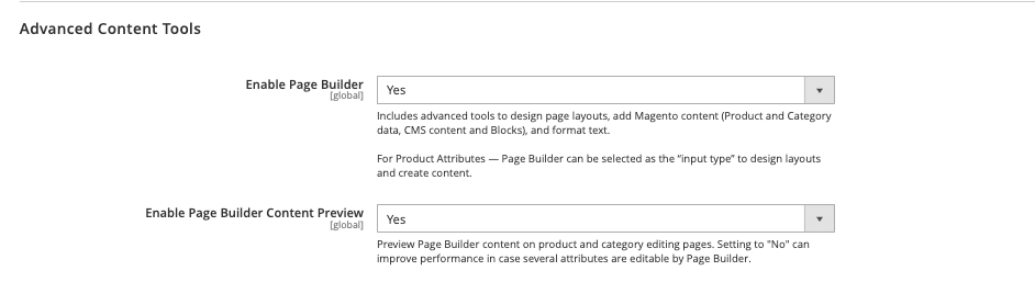 啟用 Magento 頁面構建器