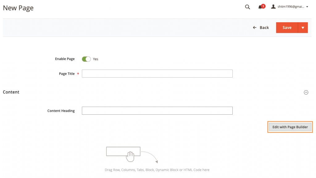 打開 Magento 頁面構建器