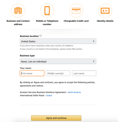 Processo de configuração da Amazon