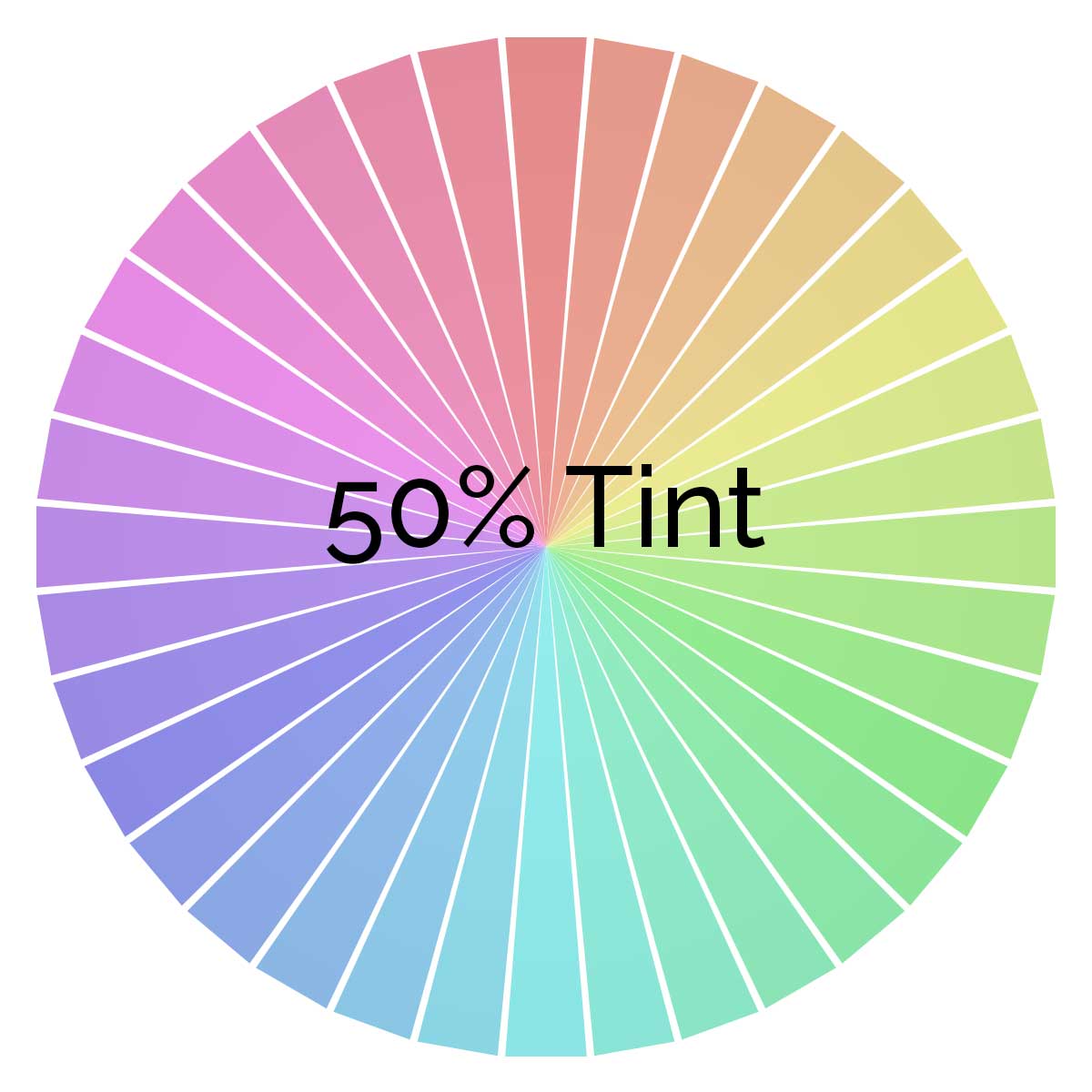 roda warna dengan tints dari 36 warna yang berbeda.