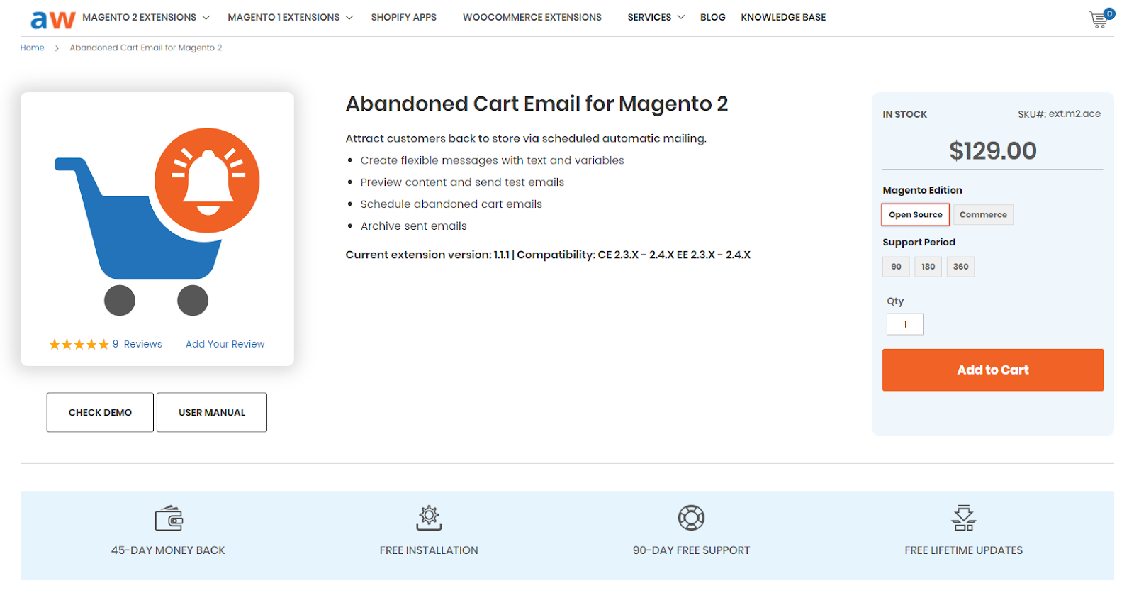 magento 插件 - Aheadworks Abandoned Cart 電子郵件