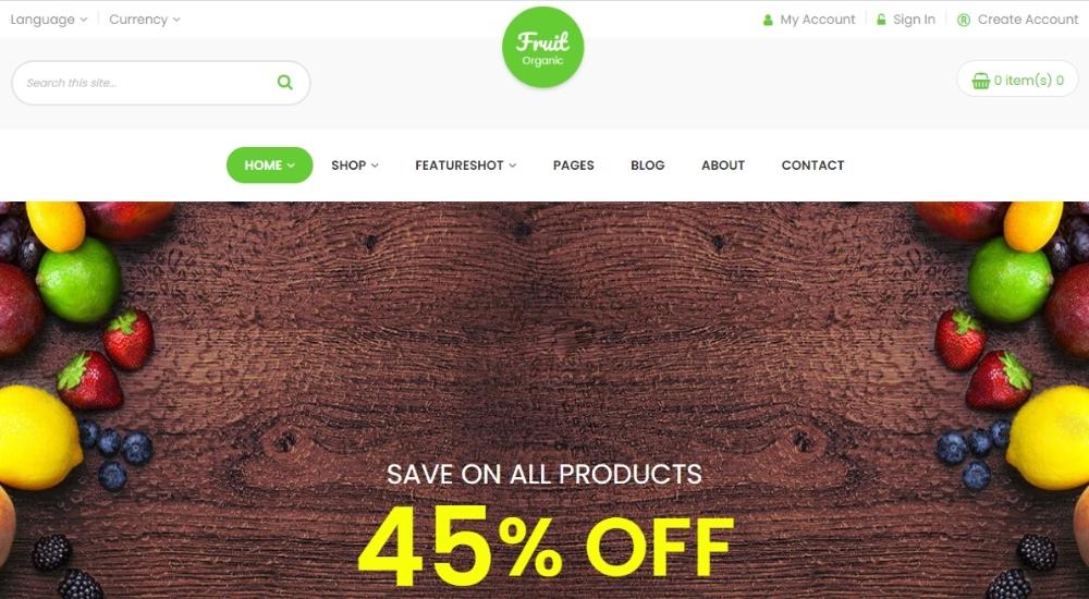 Tema Fruit Shop magento 2