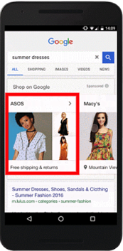 Google Shopping Showcasing Shopping Ads