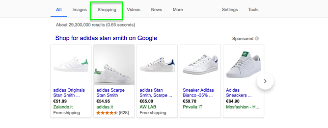 Google Shopping Menu