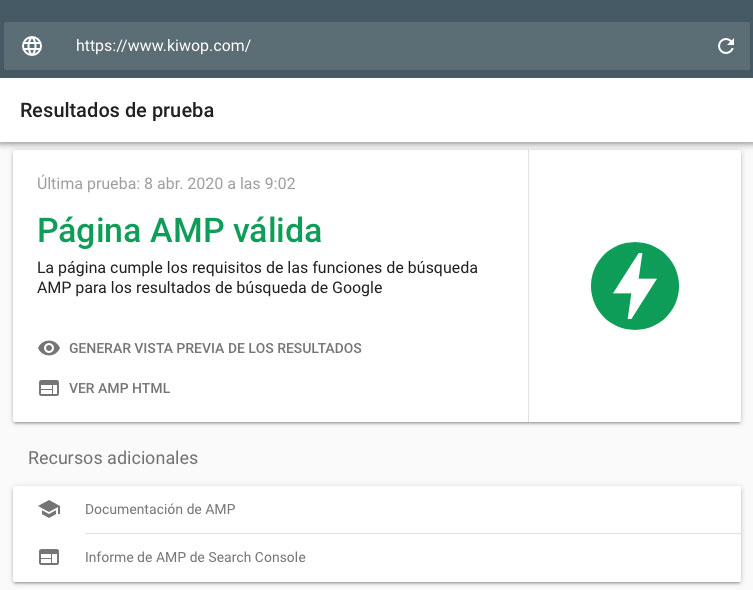 Test AMP valido