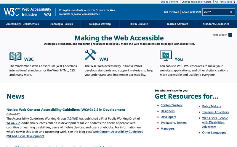 Iniziativa W3C per l'accessibilità al Web