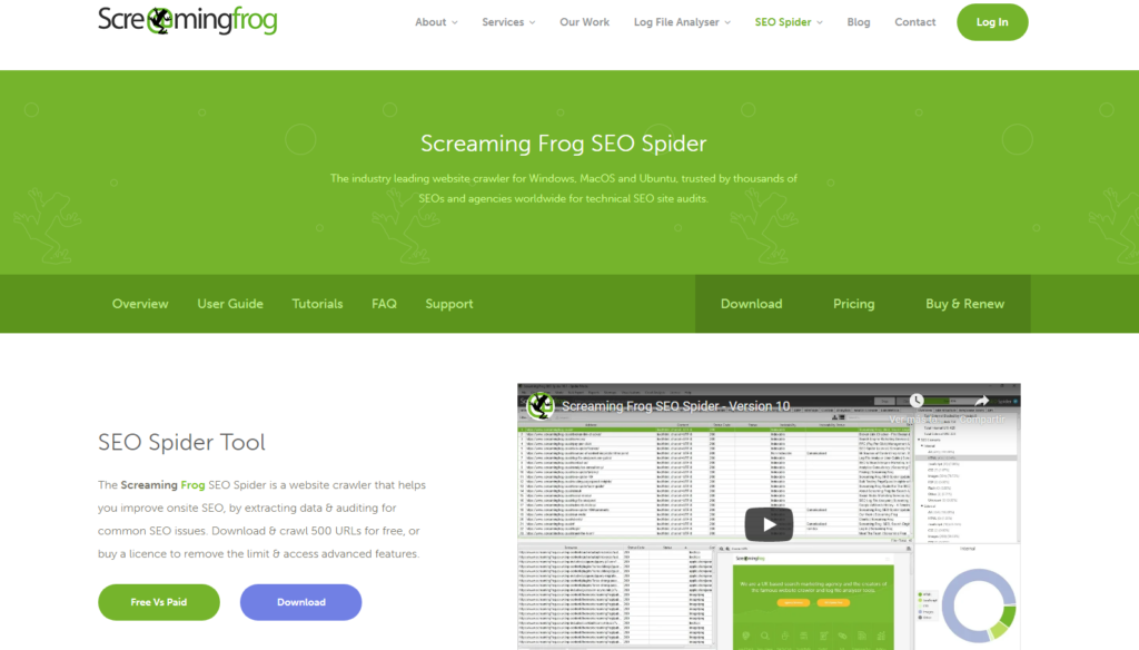 Strona domowa Screaming Frog