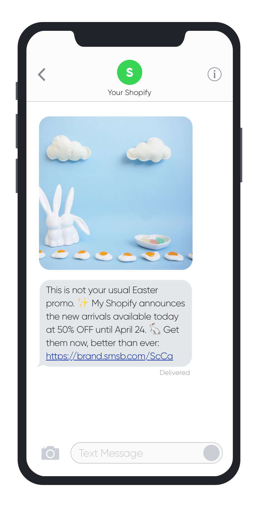 مثال على حملة SMSBump SMS Marketing Easter 2019