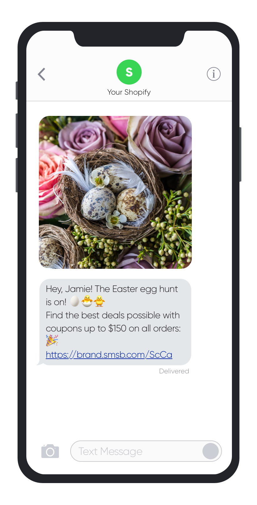 مثال على حملة SMSBump SMS Marketing Easter 2019