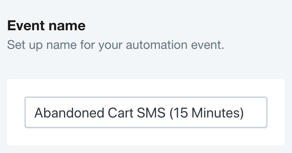 SMSBump Abandoned Cart SMS Setup - Automation Name in Shopify